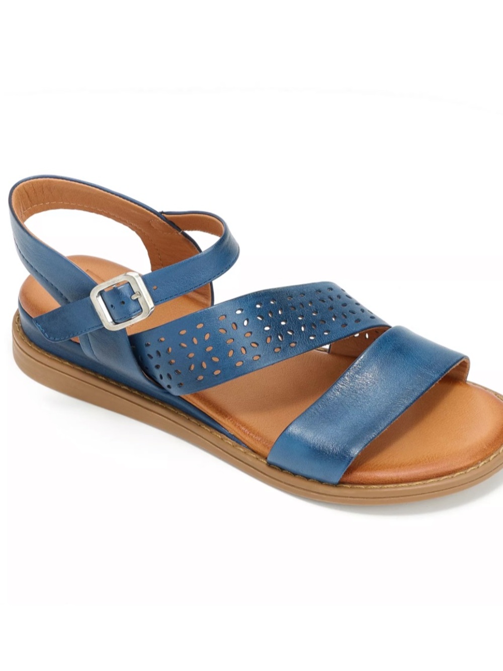 Miz Mooz Blue Perforated Leather Slingback Sandal
